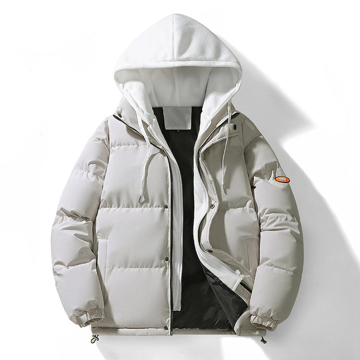 Padded hooded jacket for men, in a layered look