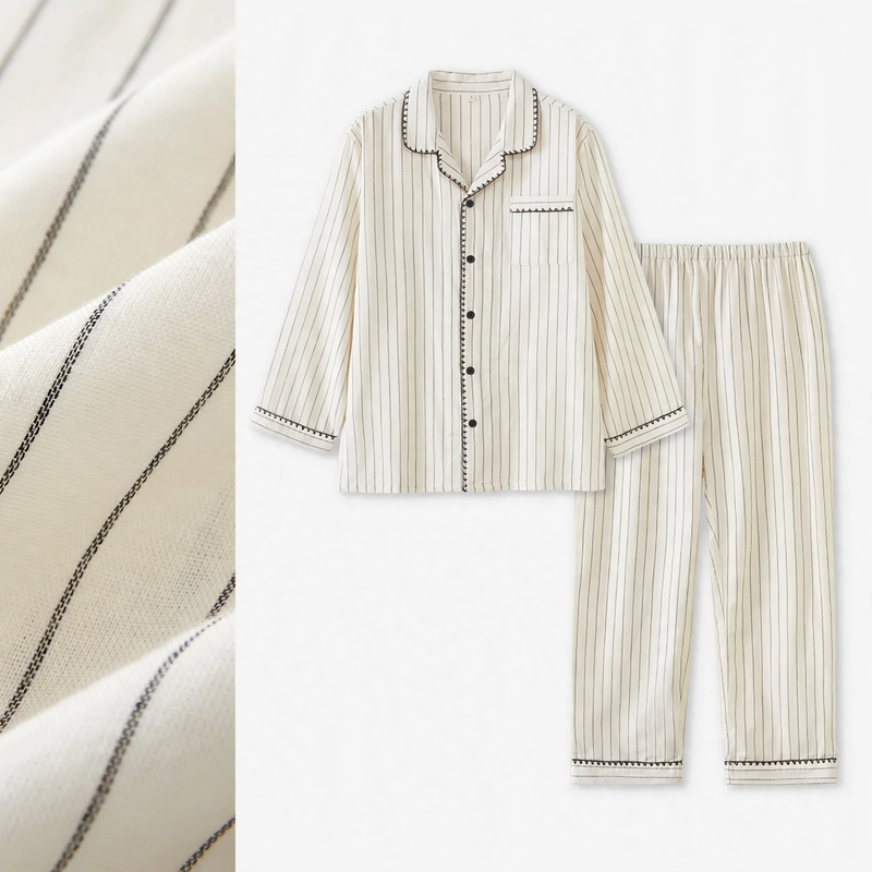 Cotton Pajama Set for Couples, Gauze Fabric