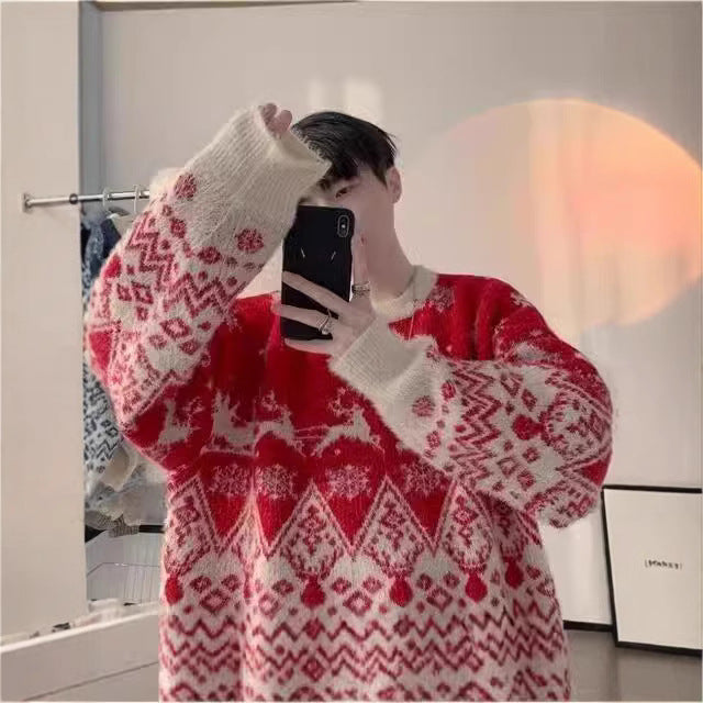 Loose knit sweater for couples