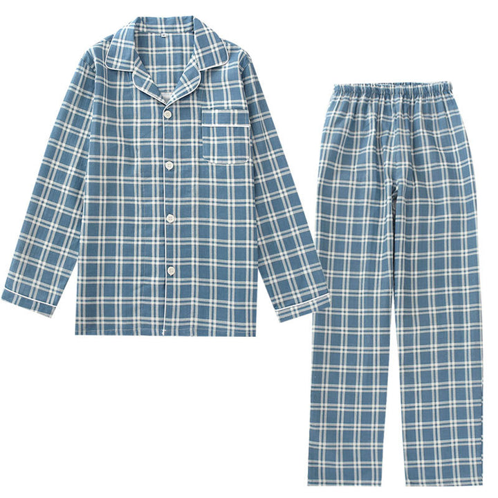Men's Pajama Set made of cotton gauze, checked