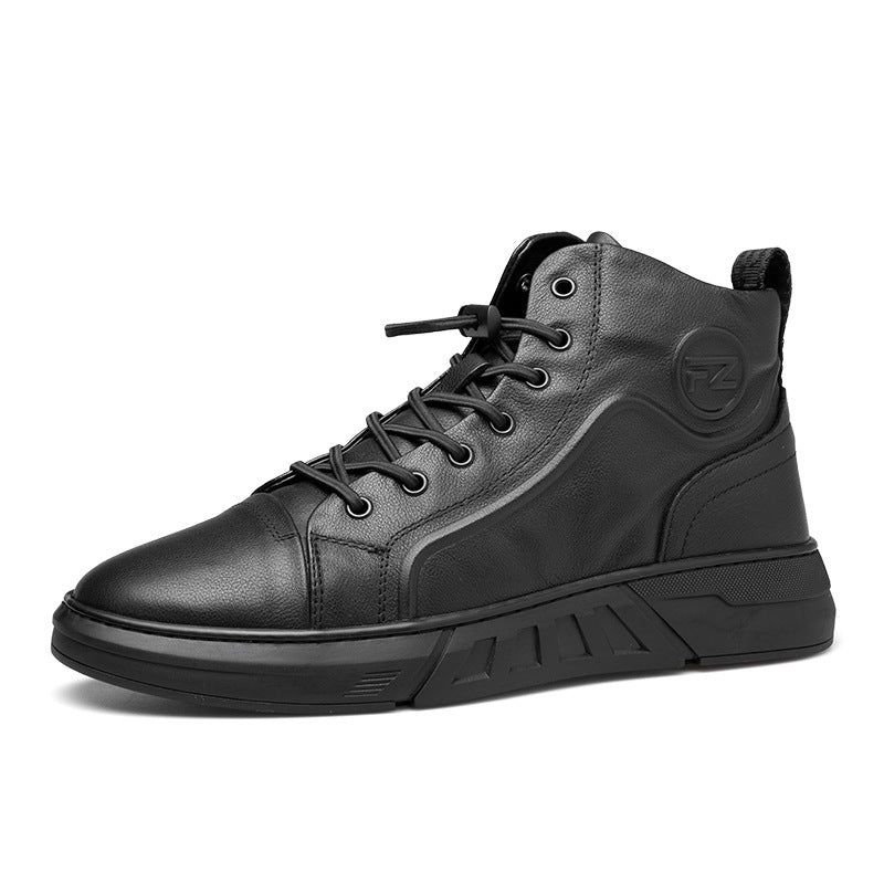 Men's leather ankle boots, insulated winter boots