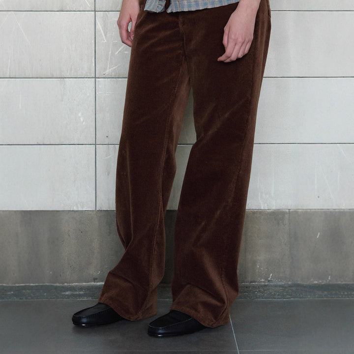 Women's corduroy pants, high-waisted, straight cut