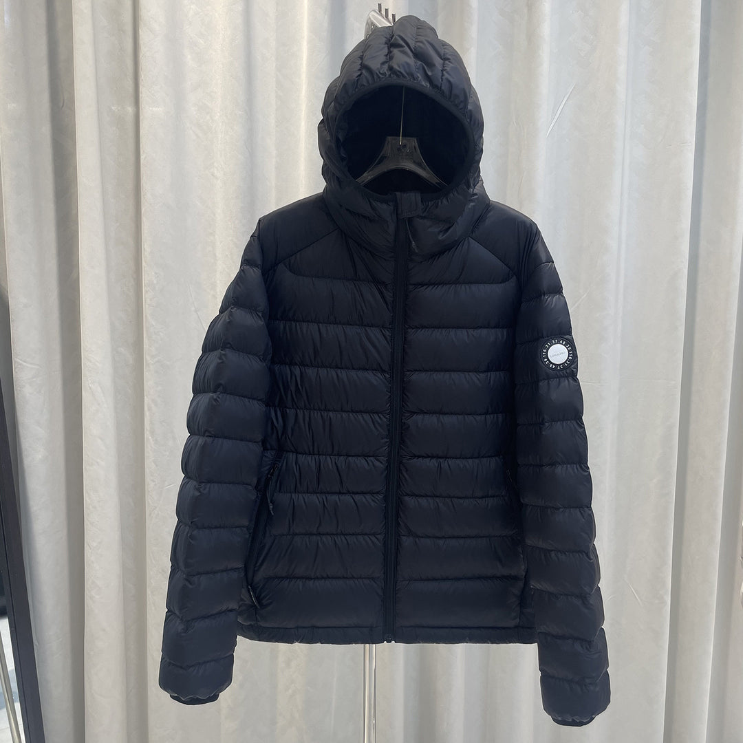 Light down jacket with hood, white duck down filling