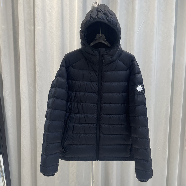 Light down jacket with hood, white duck down filling