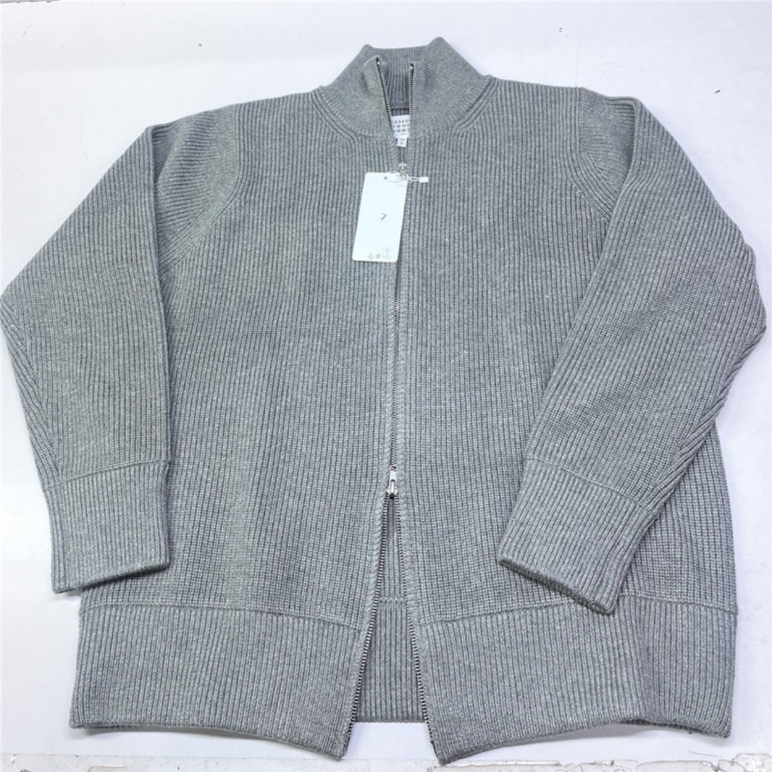 Men's cardigan with stand-up collar and double zipper