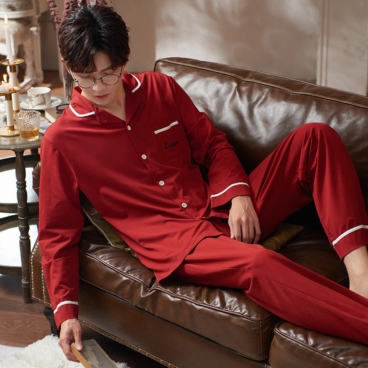 Pair pajama set made of cotton, festive design