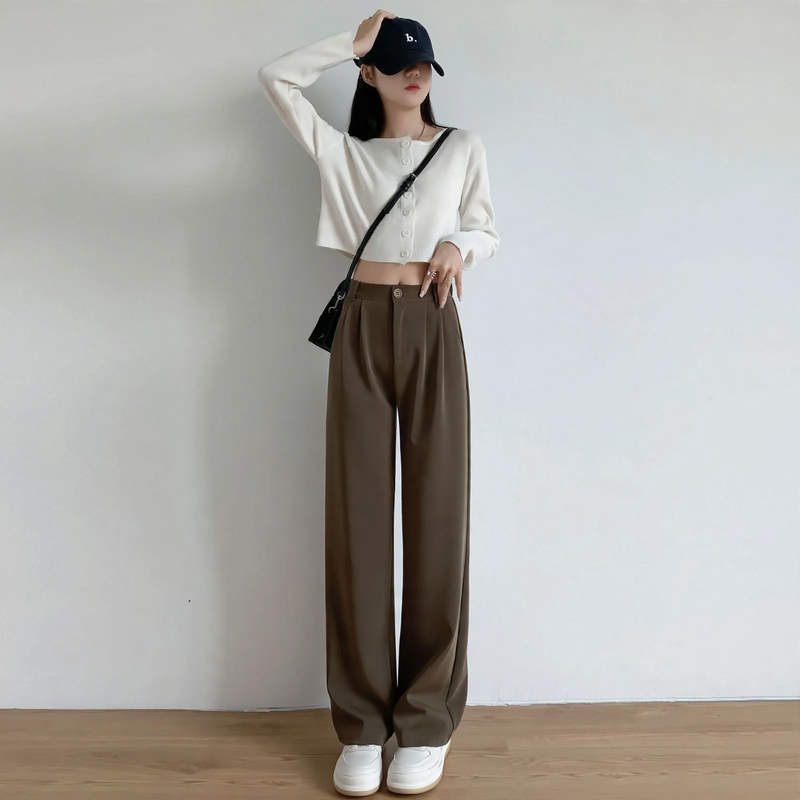 Elegant corduroy suit trousers with wide leg