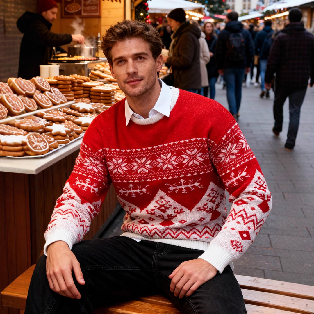 Jacquard knit pullover for couples