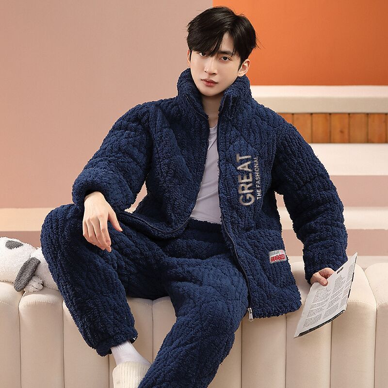 Warmer men's pajamas, padded, for winter