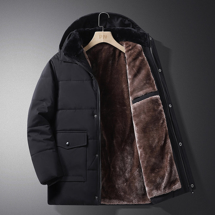 Padded winter jacket for men, removable hood