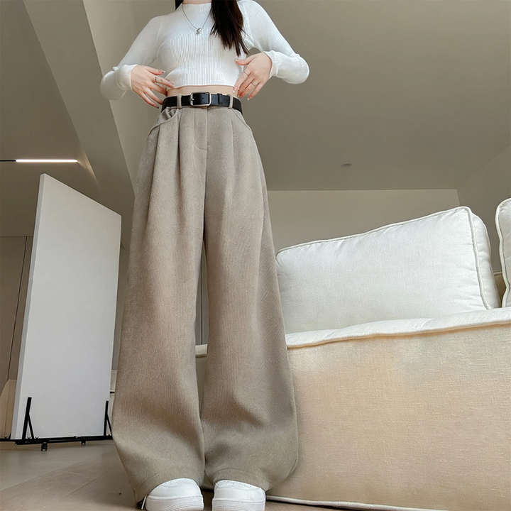 Women’s cord pants with wide leg, high waist