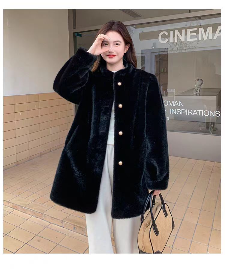 Fluffy faux fur coat in mink look