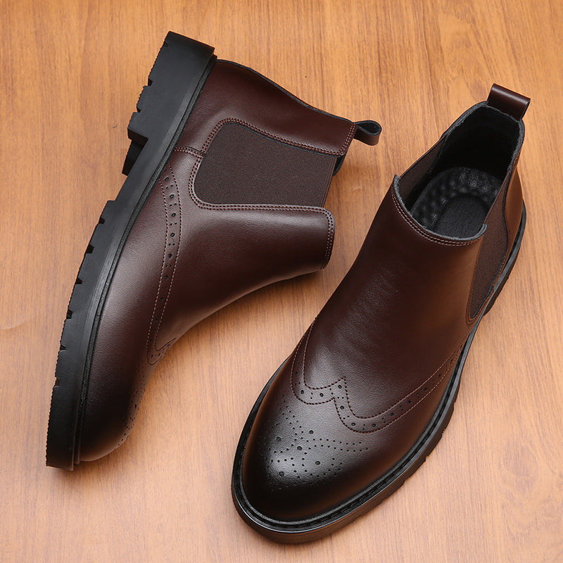 Classic men's Chelsea boots with brogue details