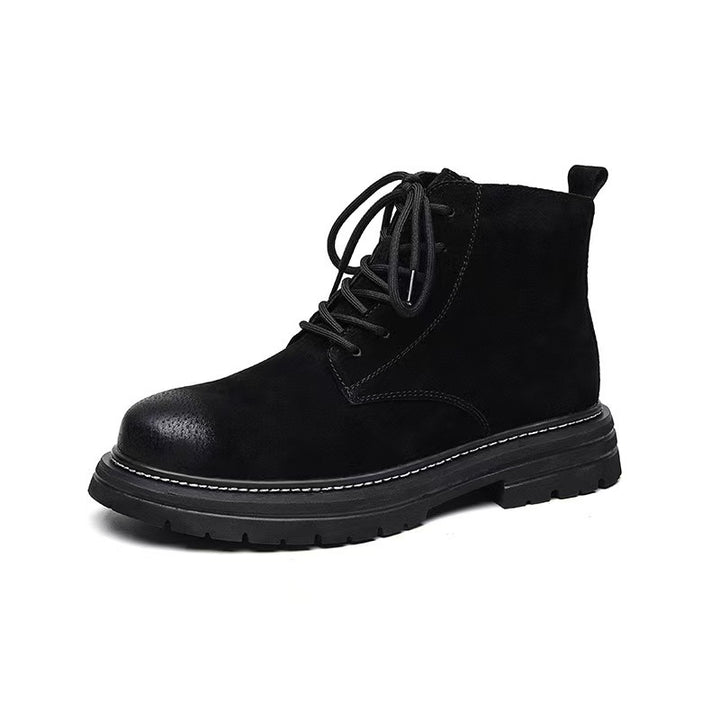 Men's leather boots with side zipper