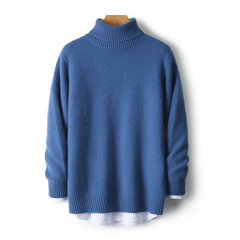 Men's wool sweater with turtleneck, 100% wool