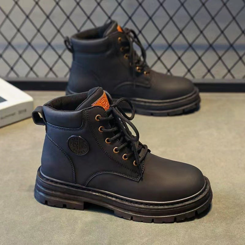 Robust unisex work-style boots, PU leather