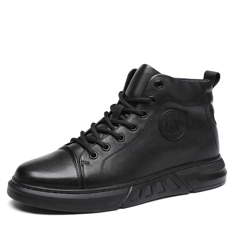 Padded men's ankle boots made of grain leather
