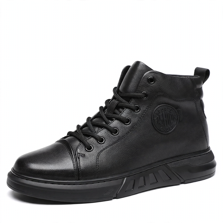 Padded men's ankle boots made of grain leather