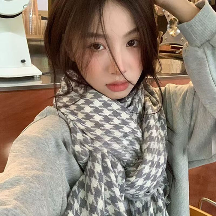 Checked scarf with gradient