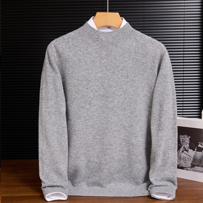 Men's wool sweater, stand-up collar