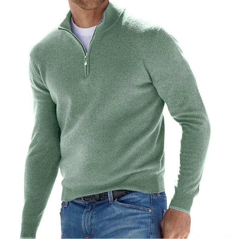 Men's Long Sleeve Cashmere Sweater, Simple Design