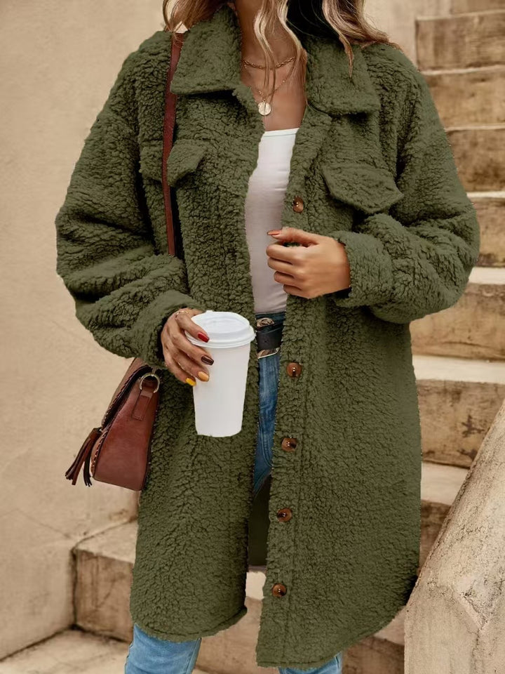 Long faux fur coat with lapels, various sizes