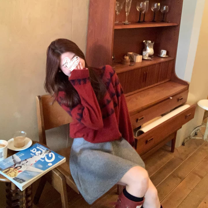 Wool pullover in Fair Isle style