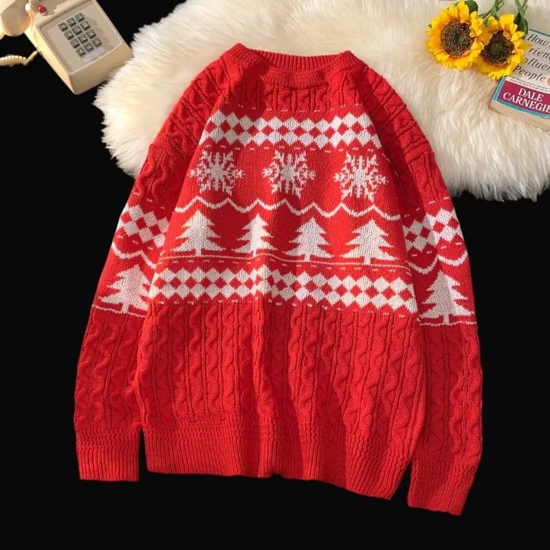 Retro knit sweater in American style