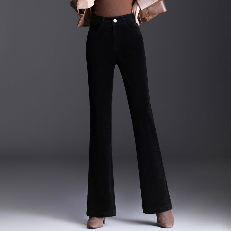 Cord-wide-leg-pants with high waist