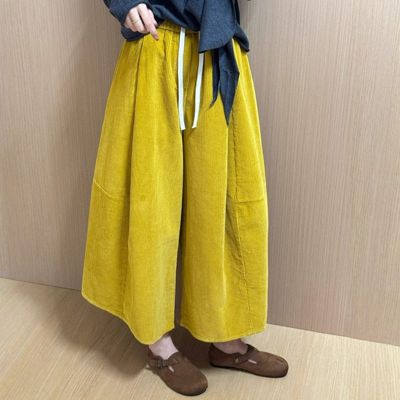 Women's wide-leg corduroy pants, lined