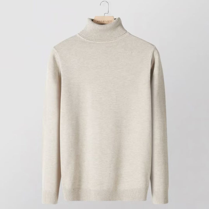 Men's knit sweater with high collar, slim fit