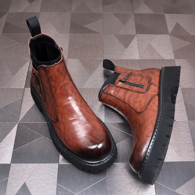 Men's Chelsea boots, lined, leather, for winter