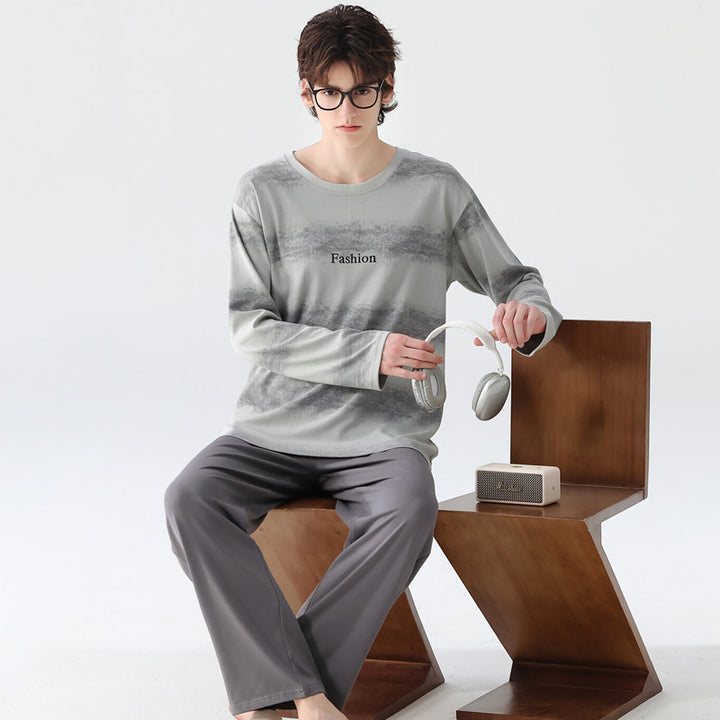 Men's pajama set made from 100% cotton, checkered