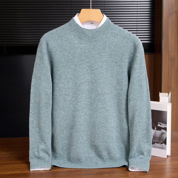 Men's wool sweater, stand-up collar