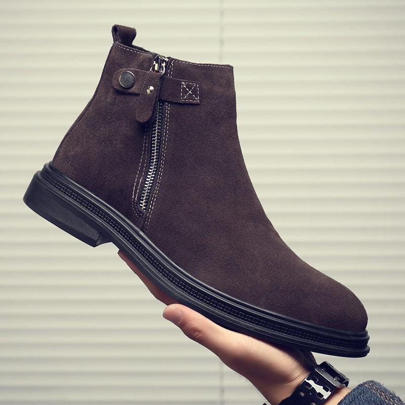 Men's Chelsea boots, suede look, lined