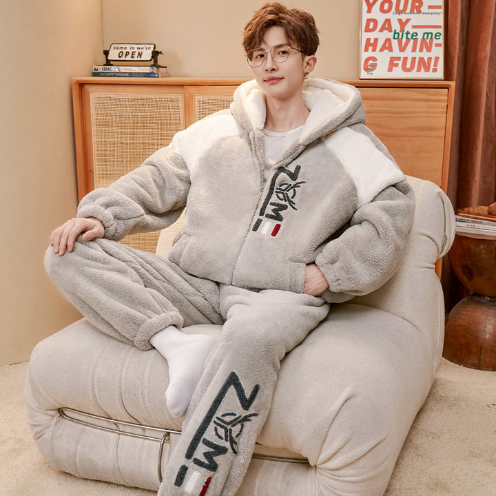 Warmer men's pajamas made of flannel, lined