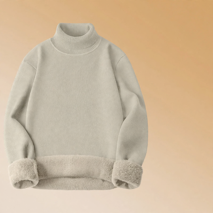 Men's Wool Modal Pullover, lined, stand-up collar, 650g