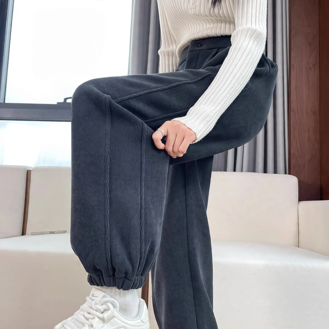 Padded Chenille Cord Jogging Pants