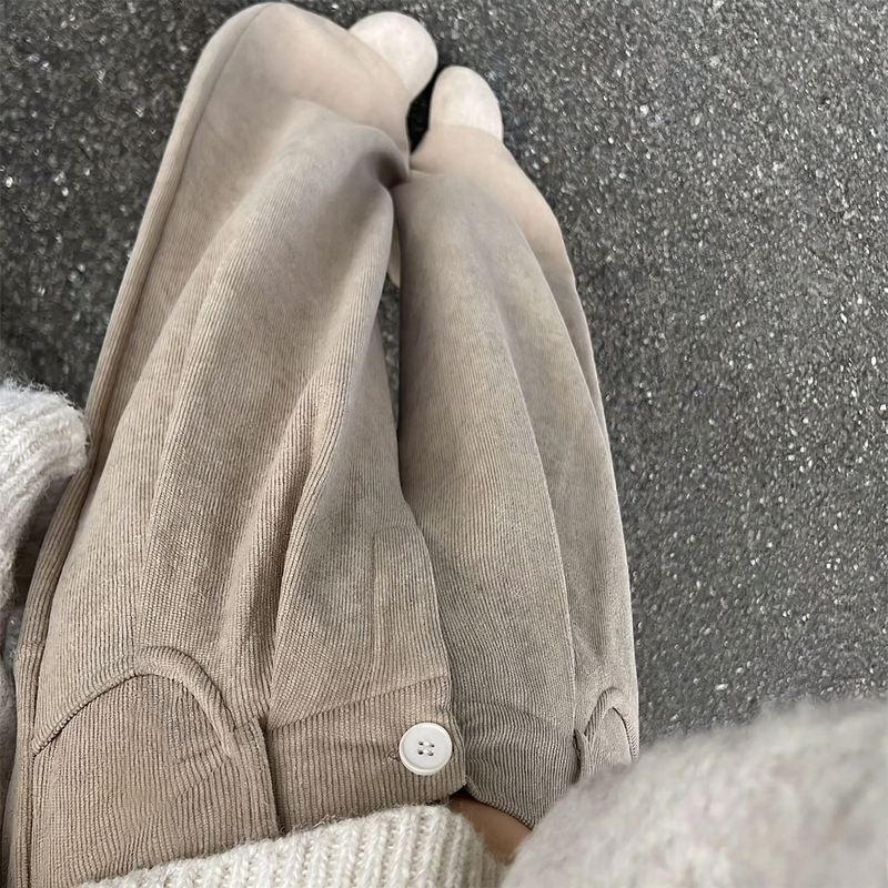 Padded corduroy suit pants with high waist