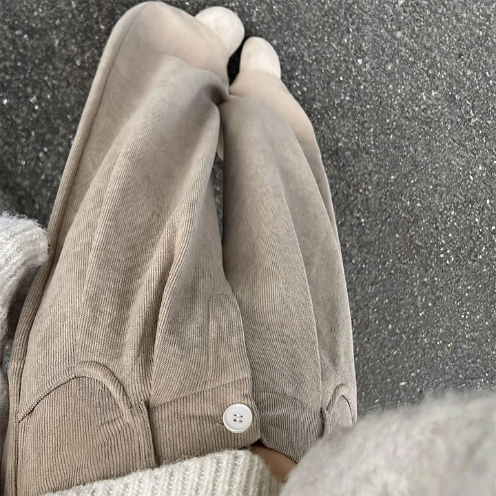 Padded corduroy suit pants with high waist