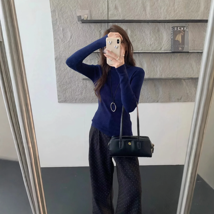 Women's knit sweater, fitted, autumn and winter