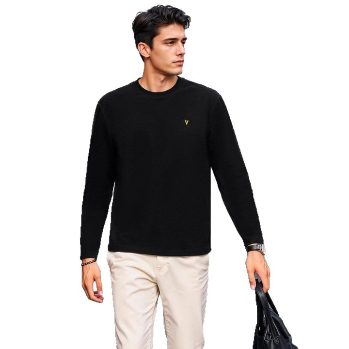 High-quality knitted sweater with embroidery for men
