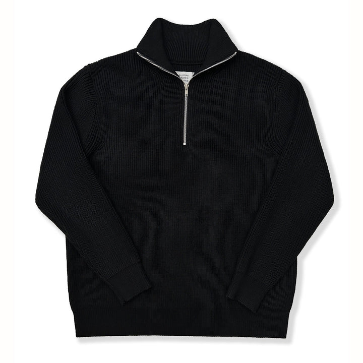 Unisex knitted pullover with zipper, cotton blend