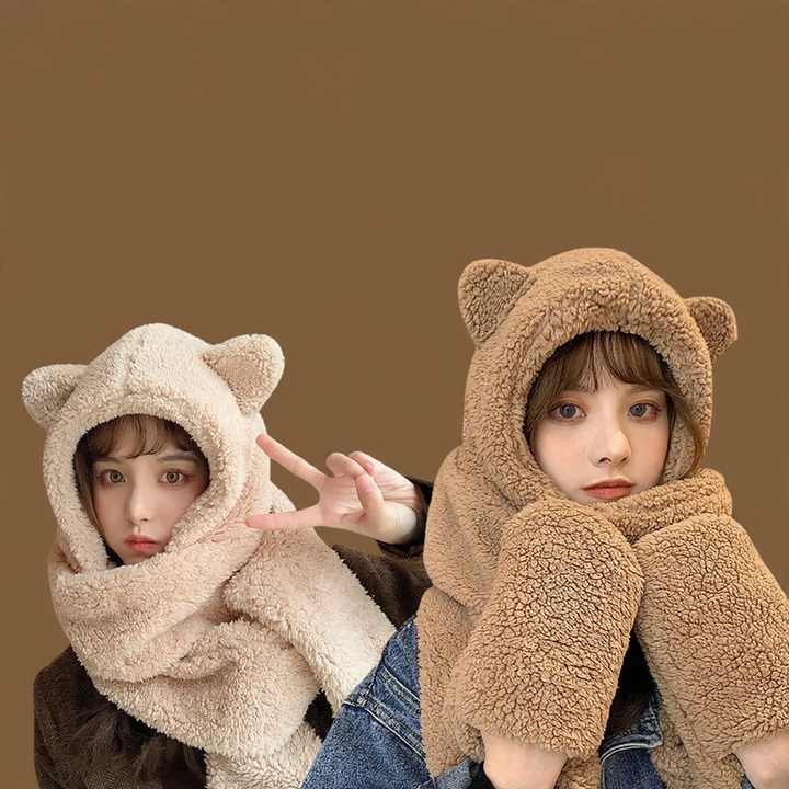 Fluffy Bear Set: Hat, Scarf and Gloves