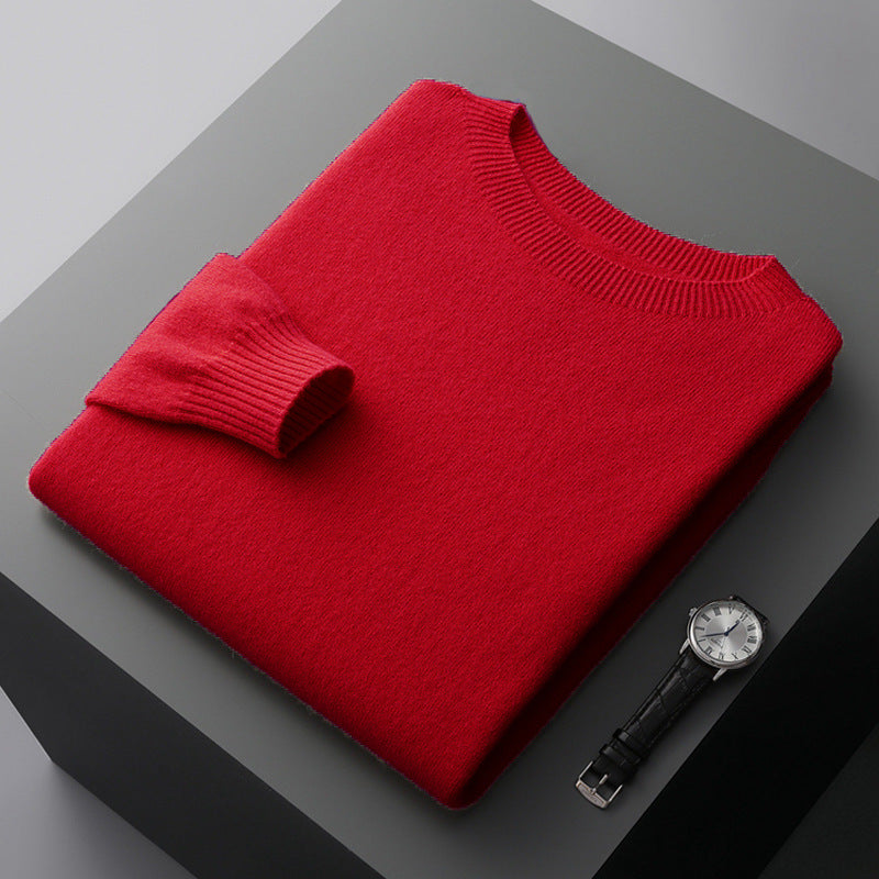 Men's wool sweater with stand-up collar