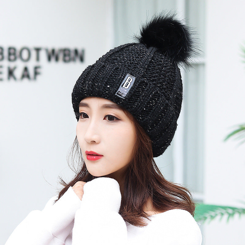 Lined knit beanie and scarf set