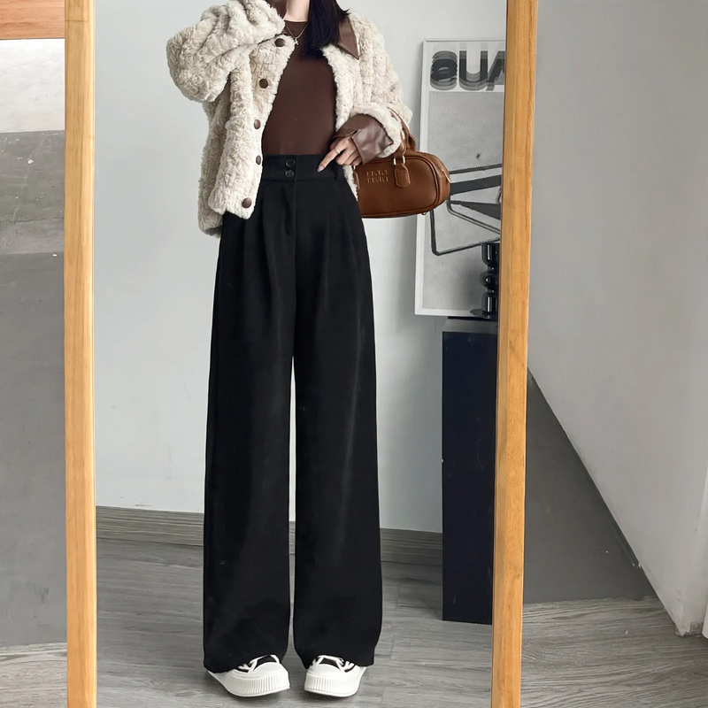 Padded women's cord trousers in straight fit