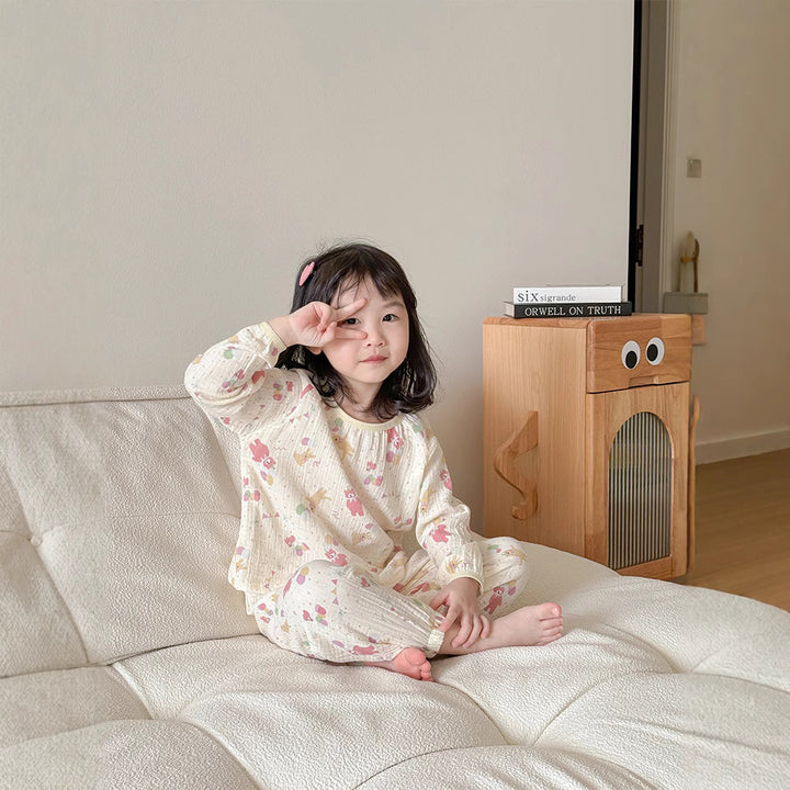 Children's house suit, cotton muslin, long-sleeved