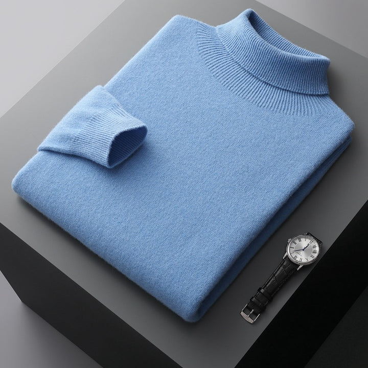Men's turtleneck sweater made of 100% wool, seamless