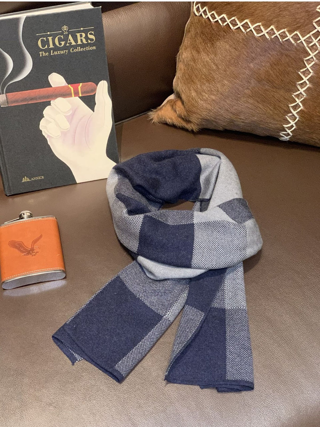 Modern knitted scarf for men, 180x30cm